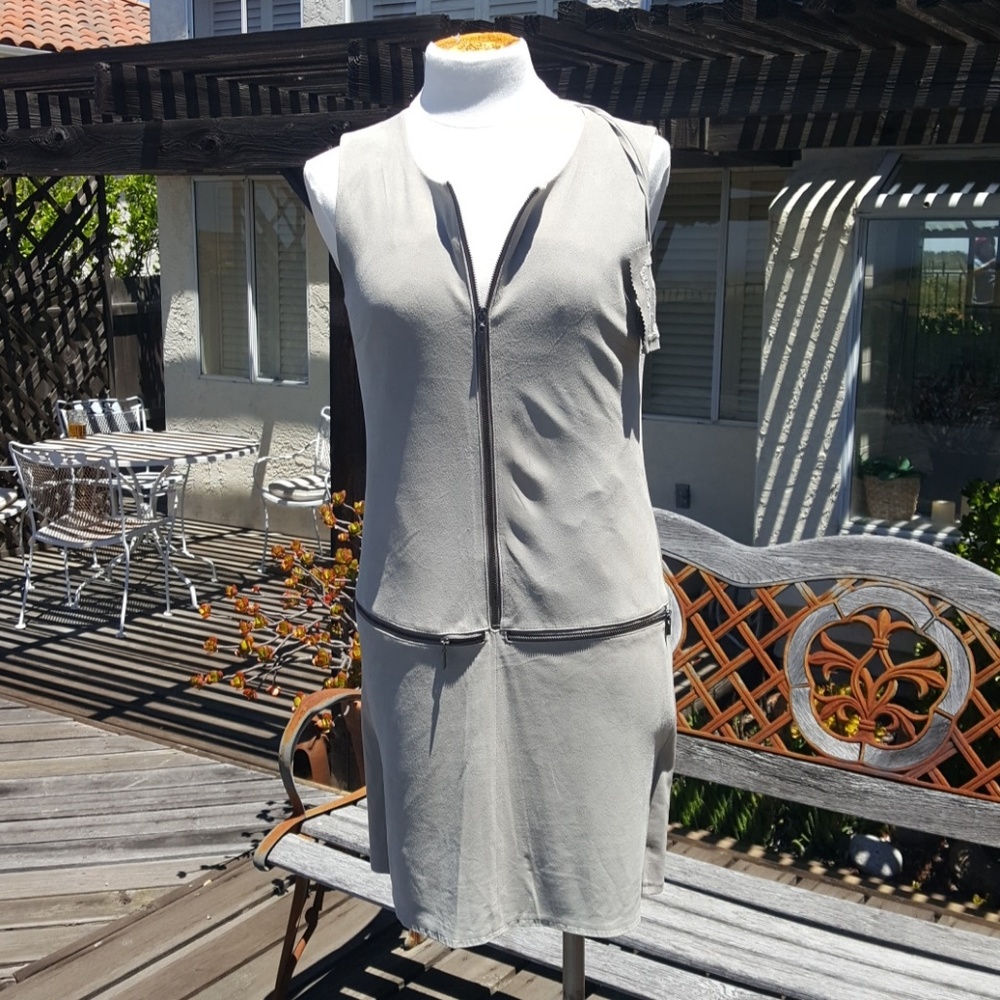 My Tribe sleeveless suede leather midi dress